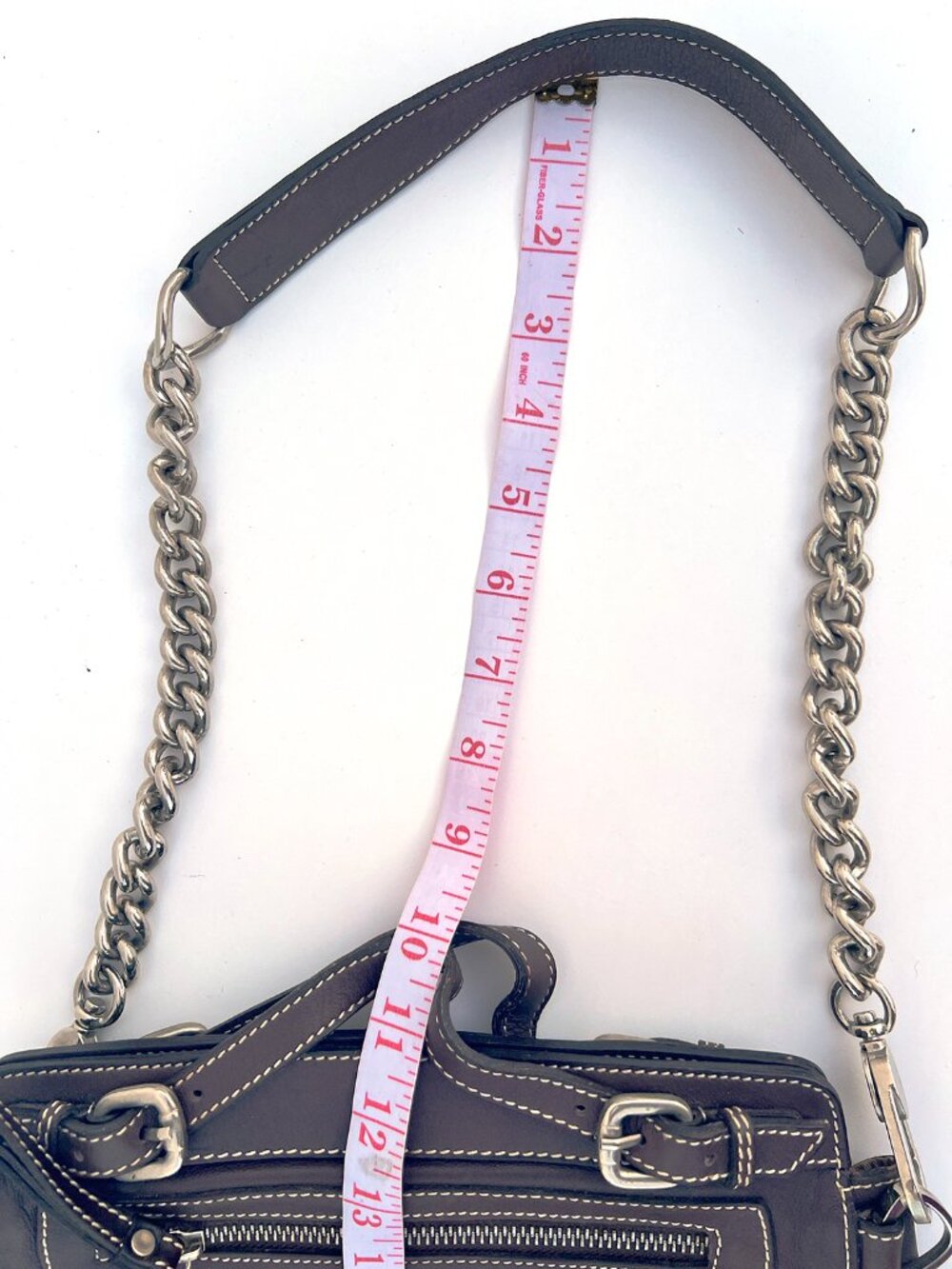 Authentic DOLCE & GABBANA Y2K Plaque Chain Shoulder Bag Chocolate Leather Milan - Picture 6 of 13
